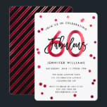 Fabulous 60th | Modern Elegant Red Birthday Party Invitation<br><div class="desc">Celebrate your fabulous 60th Birthday party with these modern,  elegant,  chic party invitations with brush hand lettering and shiny red / black design. Background colour can be changed under "customise further". Part of the "Fabulous 60th" collection.</div>