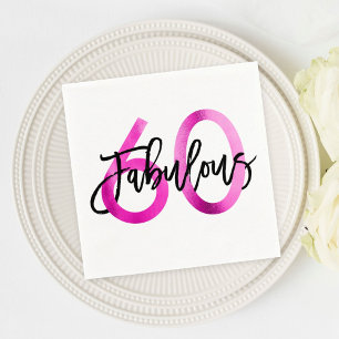 Fabulous 60th   Pink Modern Elegant Chic Birthday Napkin