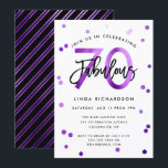 Fabulous 70th | Modern Chic Purple Birthday Party Invitation<br><div class="desc">Celebrate your fabulous 70th Birthday party with these modern,  elegant,  chic party invitations with brush hand lettering and purple / black design. Background colour can be changed under "customise further". Part of the "Fabulous 70th" collection.</div>