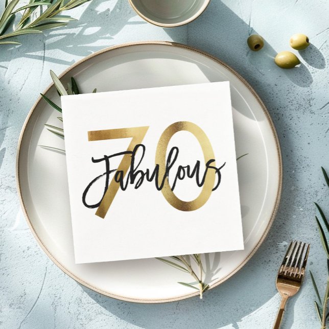 Fabulous 70th | Modern Elegant Chic Gold Birthday Napkin (Creator Uploaded)