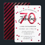 Fabulous 70th | Modern Elegant Red Birthday Party Invitation<br><div class="desc">Celebrate your fabulous 70th Birthday party with these modern,  elegant,  chic party invitations with brush hand lettering and shiny red / black design. Background colour can be changed under "customise further". Part of the "Fabulous 70th" collection.</div>