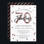 Fabulous 70th | Modern Rose Gold Birthday Party Invitation<br><div class="desc">Celebrate your fabulous 70th Birthday party with these modern,  elegant,  chic party invitations with brush hand lettering and faux rose gold / black design. Background colour can be changed under "customise further". Part of the "Fabulous 70th" collection.</div>