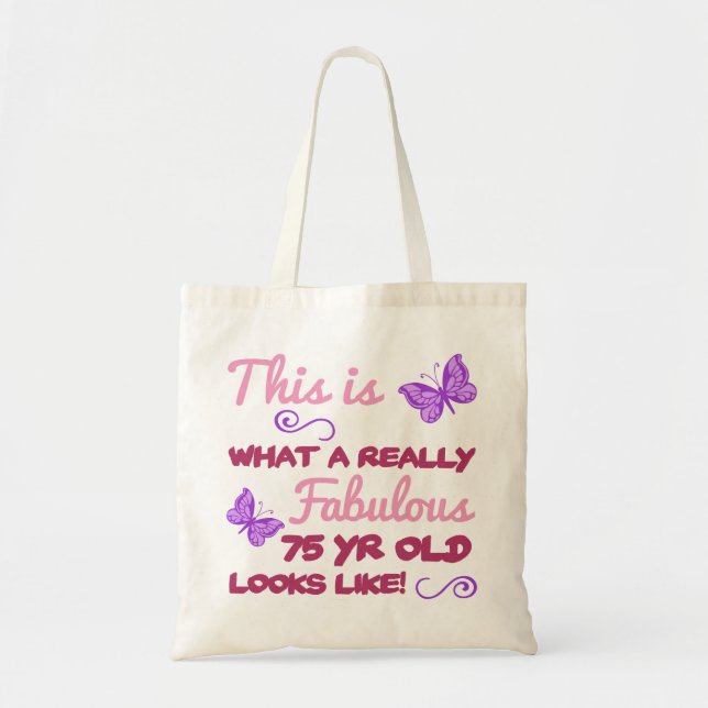 Fabulous 75th Birthday Tote Bag (Front)