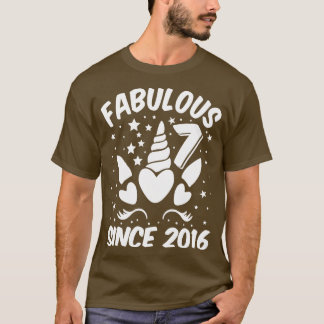 Fabulous 7 Since 2016 Unicorn Birthday T-Shirt