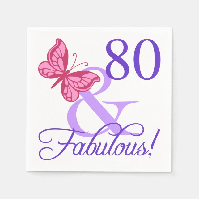 Fabulous 80th Birthday For Women Napkin (Front)