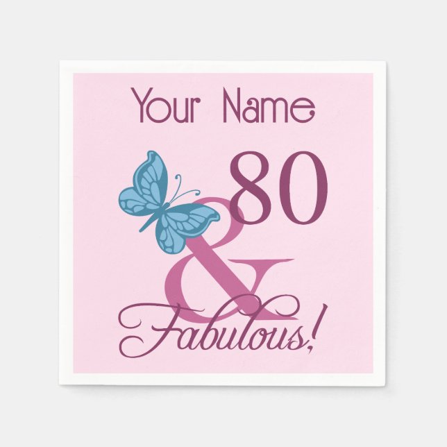 Fabulous 80th Birthday Napkin (Front)
