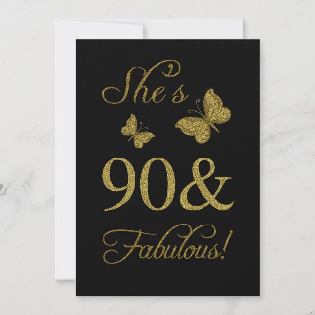 Fabulous 90th Birthday Party Invitation (Front)