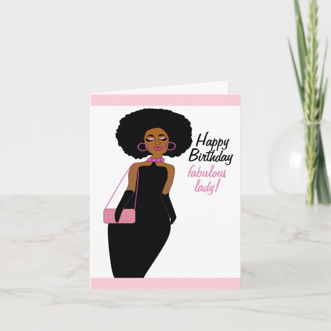 Fabulous African American Lady Birthday  Card (Front)