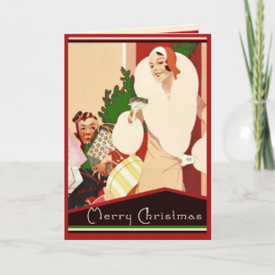 Fabulous Art Deco Merry Christmas Glamourous Holiday Card