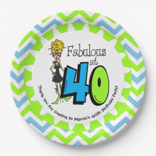 Fabulous at 40 40th Birthday Paper Plates