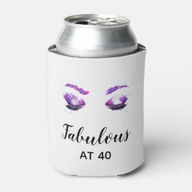 Fabulous at 40 Glamourous Eyes Watercolor Can Cooler (Can Front)