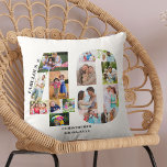 Fabulous at 40 Photo Collage 40th Birthday Custom Cushion<br><div class="desc">Personalised 40th Birthday Gift. This custom decorative pillow has a neat photo collage shaped into a number 40 with dark grey typography. The wording reads "Fabulous @" along with your custom name and birth date. The template is set up ready for you to add your photographs, working clockwise round each...</div>
