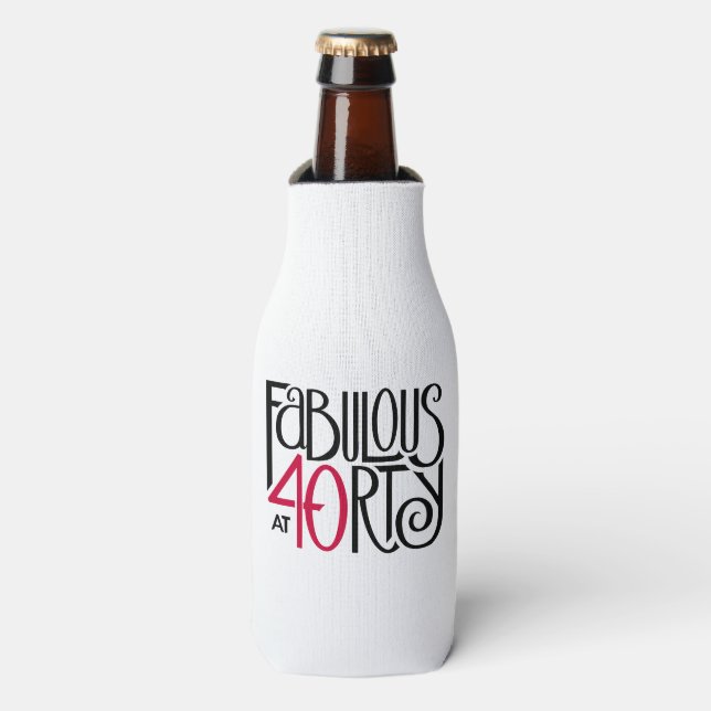 Fabulous at 40 red bottle cooler (Bottle Front)