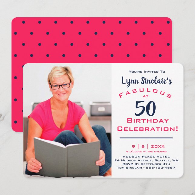 Fabulous At 50 Birthday Celebration Invitation (Front/Back)