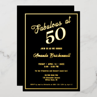 Fabulous at 50 Birthday Foil Invitation