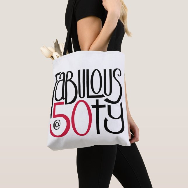 Fabulous at 50 red All-Over Tote Bag (Close Up)