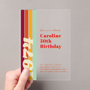 Fabulous at 50 Retro Birthday Party Acrylic Invitations