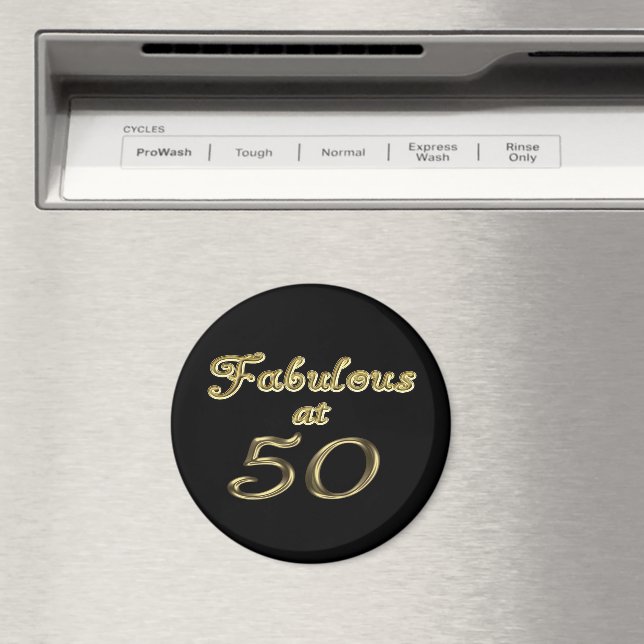 Fabulous at 50 Round Magnet (In Situ (Dishwasher))