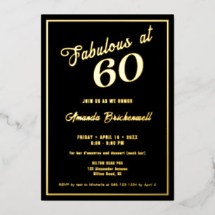 Fabulous at 60 Birthday Foil Invitation