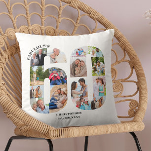 Fabulous at 60 Photo Collage 60th Birthday Custom Cushion