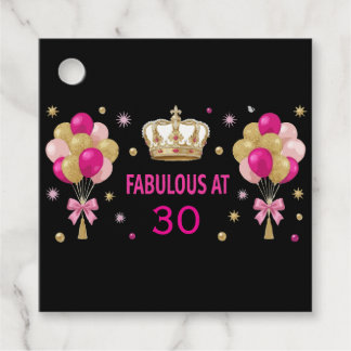 Fabulous at Birthday Crown Balloons Personalised Favour Tags
