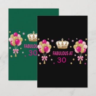 Fabulous at Birthday Crown Balloons Personalised Thank You Card