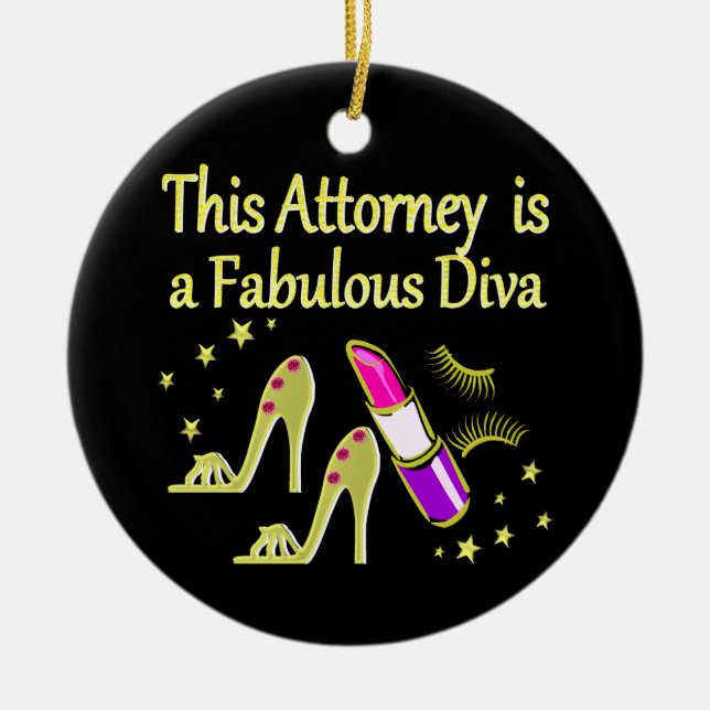 FABULOUS ATTORNEY DIVA DESIGN CERAMIC TREE DECORATION (Front)