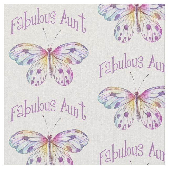 Fabulous Aunt Butterfly Gift Ideas Fabric (Close Up)