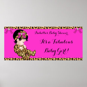 Fabulous Baby Shower Baby Cute Girl Leopard Pink 2 Poster