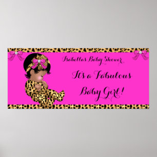 Fabulous Baby Shower Baby Cute Girl Leopard Pink Poster