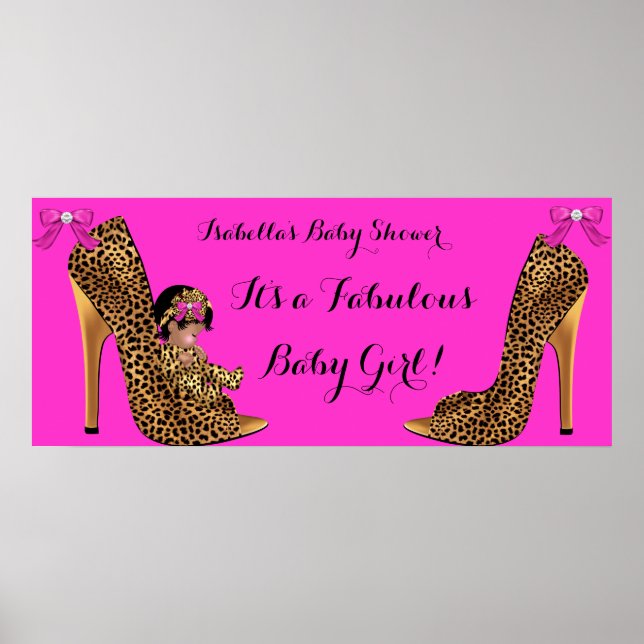 Fabulous Baby Shower Baby Cute Girl Leopard Shoe Poster (Front)