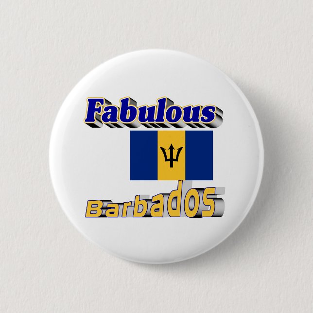 fabulous barbados 6 cm round badge (Front)