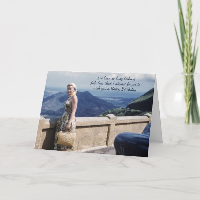 Fabulous Birthday Humour Pretty Lady Retro Card (Front)