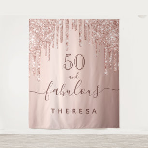 Fabulous birthday party glitter rose gold sparkle tapestry
