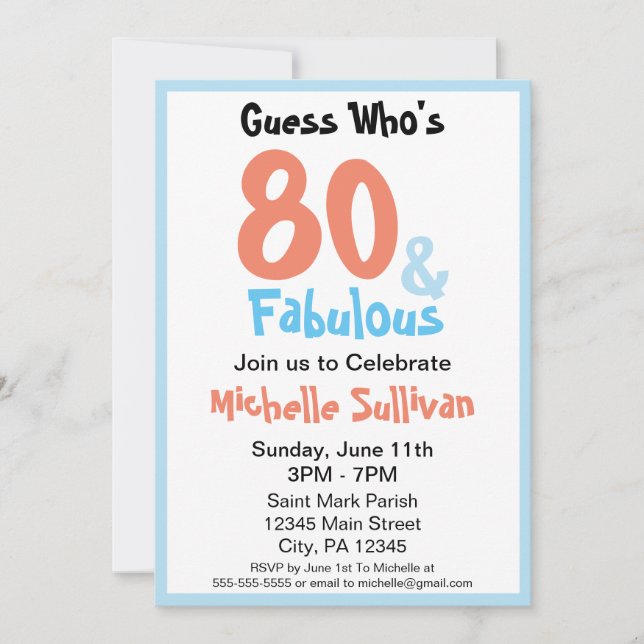 Fabulous Birthday Party Invitation (Front)