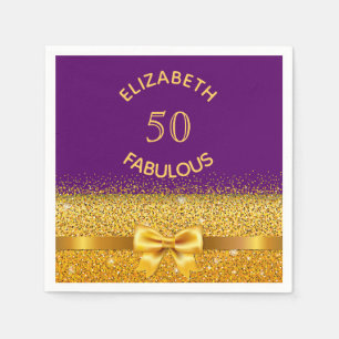 Fabulous birthday party purple gold monogram napkin