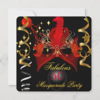 Fabulous Birthday Red Gold Black Masquerade Party