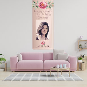 Fabulous birthday rose gold photo pink banner