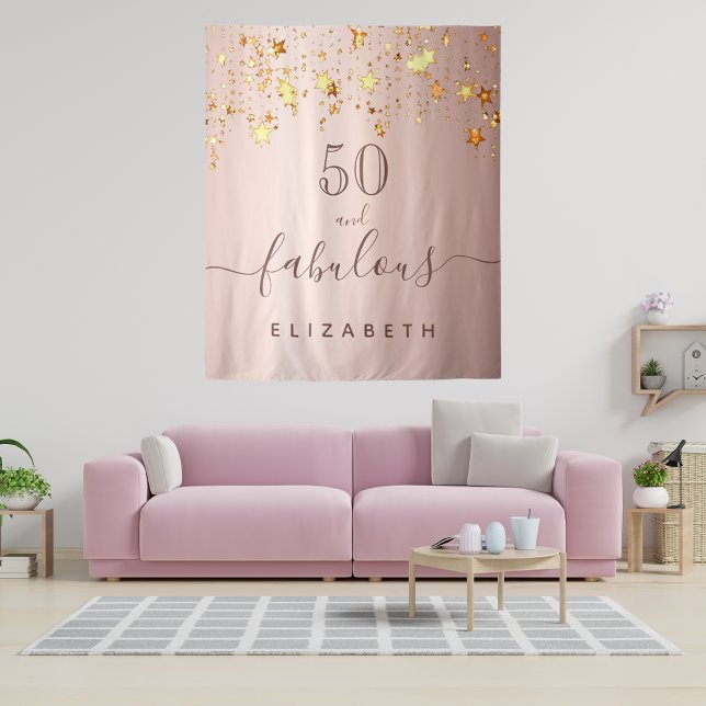 Fabulous birthday rose gold stars elegant glam tapestry (Creator Uploaded)