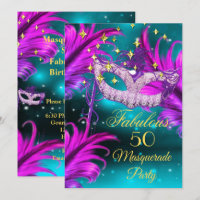 Fabulous Birthday teal Purple pink Masquerade mask