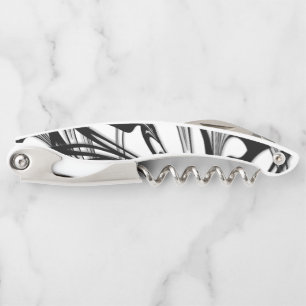 Fabulous Black and White Fern Design Corkscrew