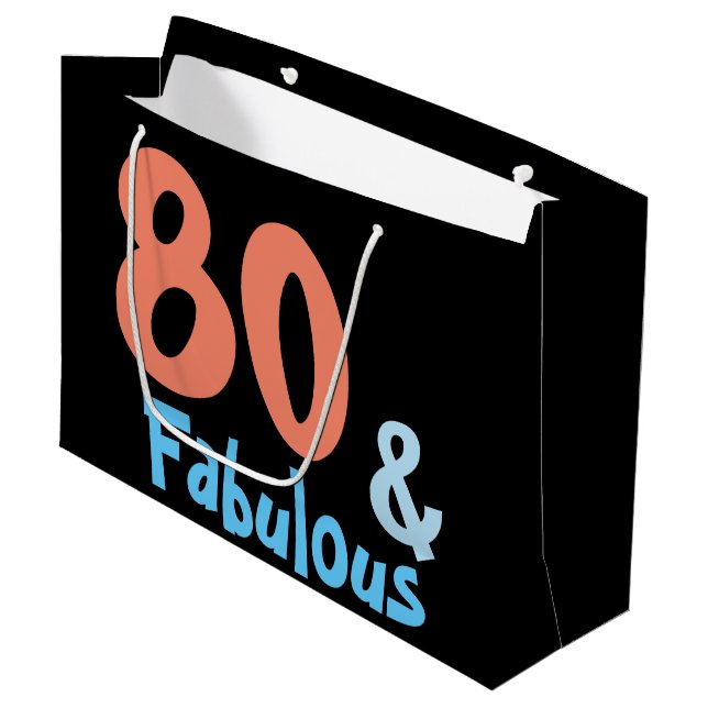 Fabulous Black Birthday Large Gift Bag (Front Angled)