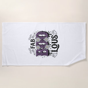 Fabulous Boo Halloween Vintage Ghost Shirt Design_ Beach Towel