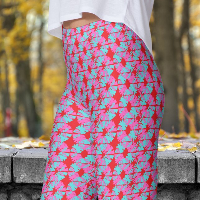 Fabulous Bright Red Phase Shift Pattern Leggings (Phase Shift on Bright Red Leggings)