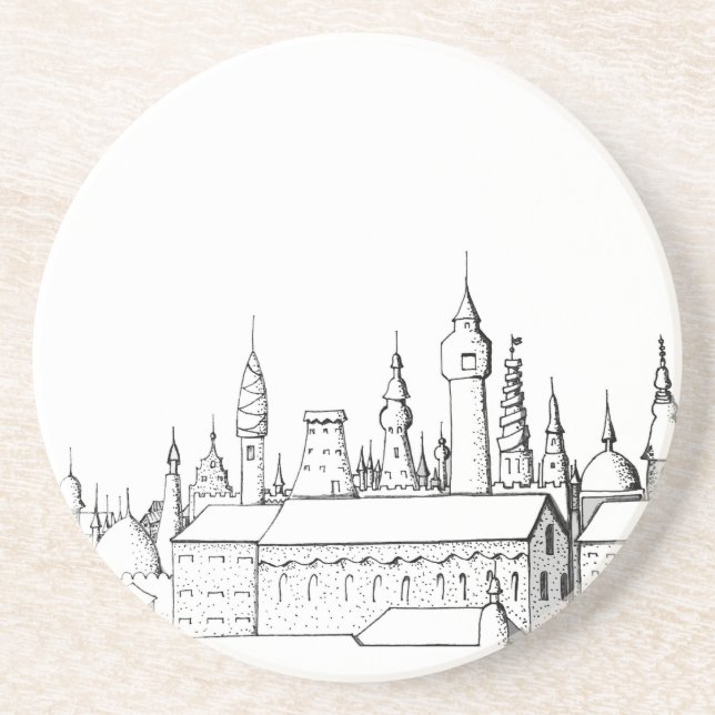 fabulous city . artwork . black and white coaster (Front)