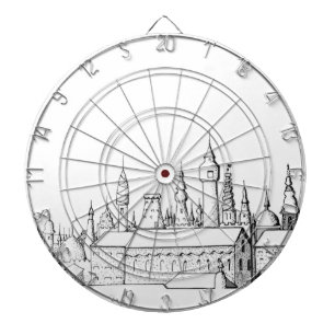 fabulous city . artwork . black and white dartboard