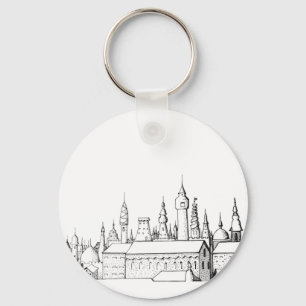 fabulous city . artwork . black and white key ring