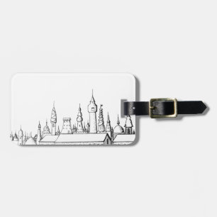 fabulous city . artwork . black and white luggage tag