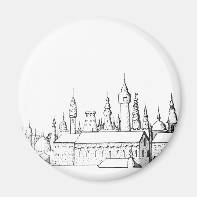 fabulous city . artwork . black and white magnet (Front)