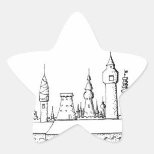 fabulous city . artwork . black and white star sticker